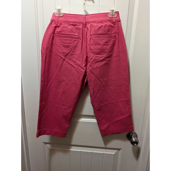 NEW! St. Johns Bay Womens 2P Capri Pants Pink Mid Rise Stretch Slender Security - Picture 3 of 7